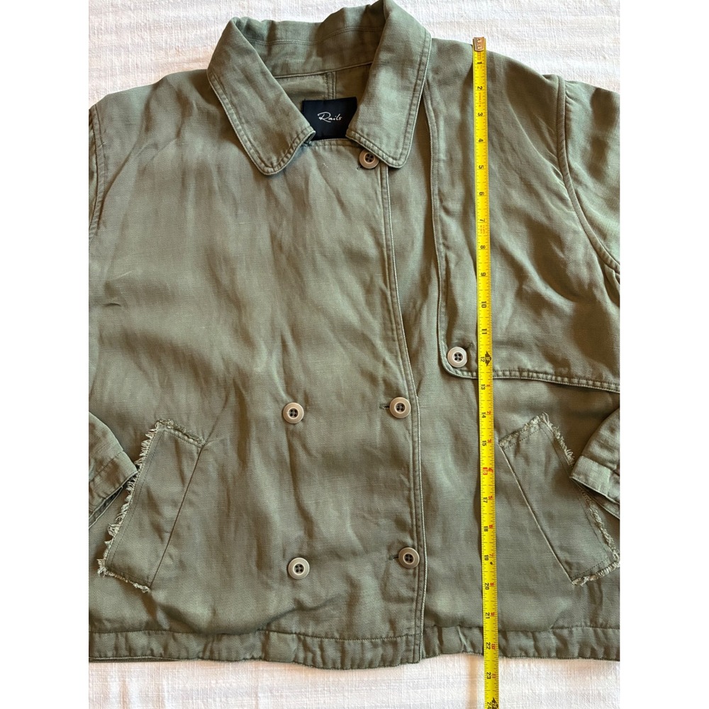 Rails Barclay Sage Green Tencel Linen Double Breasted Utility Jacket Medium - Picture 3 of 8